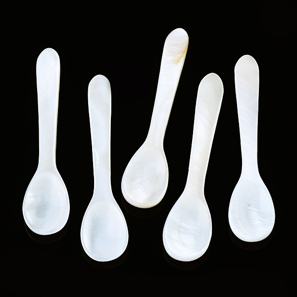 

PandaHall Shell Pearl Spoons, Mother of Pearl Caviar Spoons, 76~78x16~17x3~4mm Shell