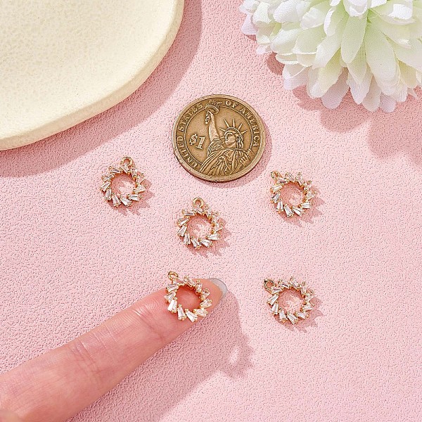 

PandaHall 6 Pieces Flower Garland Clear Cubic Zirconia Charm Pendant Brass Ring Charm Long-Lasting Plated Pendant for Jewelry Necklace...