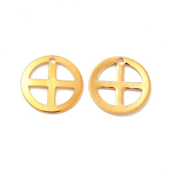 

PandaHall 201 Stainless Steel Pendants, Flat Round with Cross Charm, Real 24K Gold Plated, 13mm, Hole: 1.2mm 201 Stainless Steel Flat Round