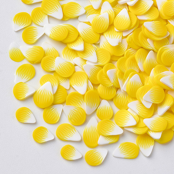 

PandaHall Handmade Polymer Clay Nail Art Decoration Accessories, Petal, Yellow, 5~7.5x4~6x0.3~1mm, about 100000pcs/1000g. Polymer Clay...