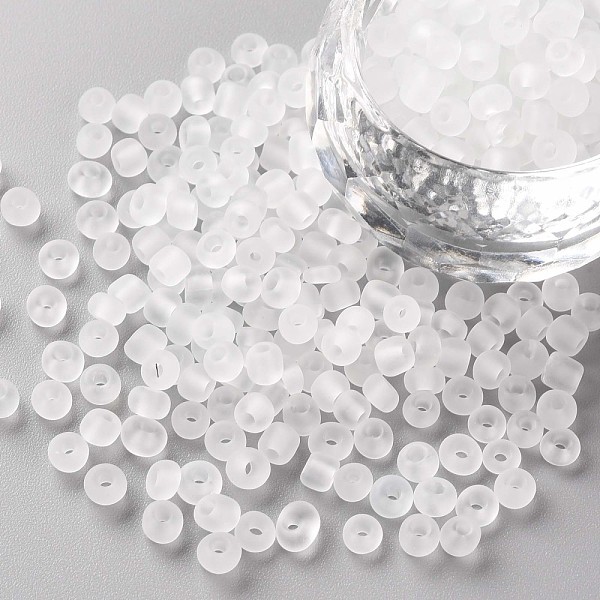 

PandaHall 6/0 Glass Seed Beads, Frosted Colors, Round, Round Hole, White, 6/0, 4mm, Hole: 1~1.5mm, about 500pcs/50g, 50g/bag, 18bags/2pounds...