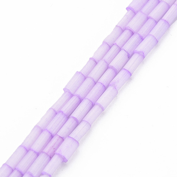 

PandaHall Glass Silk Stain Style Beads Strands, Tube, Plum, 3.5~5x2~2.5mm, Hole: 1mm, about 90~92pcs/strand, 15.43 inch~15.75 inch..., Purple