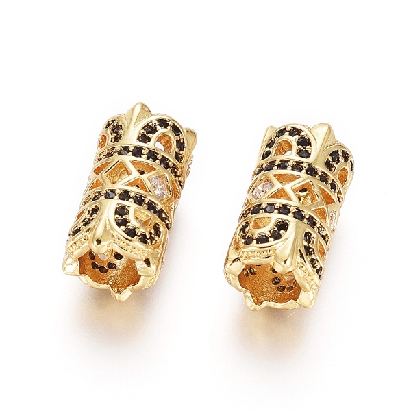 

PandaHall Brass Micro Pave Cubic Zirconia European Beads, Large Hole Beads, Column, Black, Golden, 15.5x8mm, Hole: 5mm Brass+Cubic Zirconia...