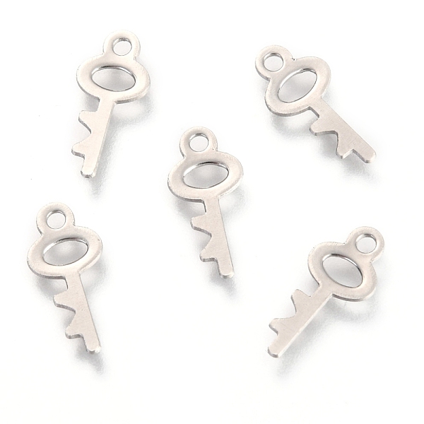

PandaHall 201 Stainless Steel Charms, Key, Stainless Steel Color, 13.7x6.5x0.6mm, Hole: 1.5mm 201 Stainless Steel Key
