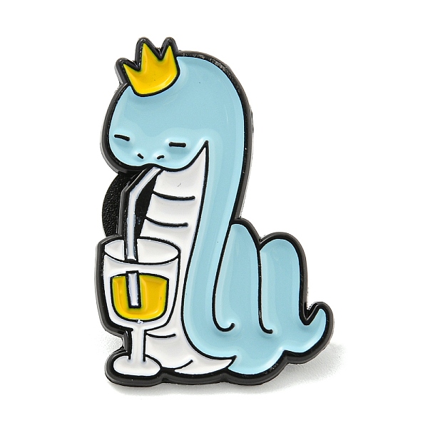 

PandaHall Light Blue Snake Enamel Pins, Black Alloy Animal Badge for Women, Drink, 30.7x20.1x1.3mm Alloy+Enamel Drink