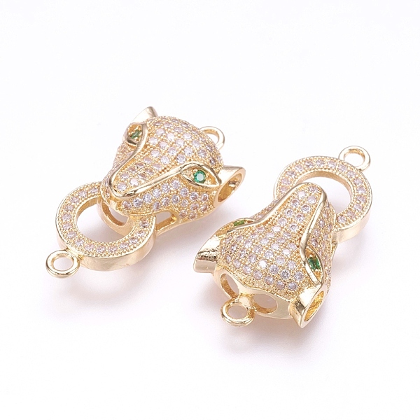 

PandaHall Brass Micro Pave Cubic Zirconia Links, Leopard, Real 18K Gold Plated, 29x14x6.5mm, Hole: 1.5mm Brass+Cubic Zirconia Leopard
