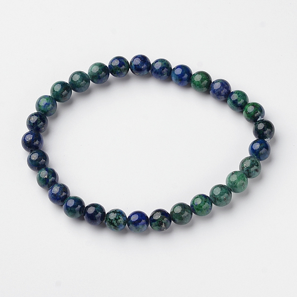 

PandaHall Natural Chrysocolla and Lapis Lazuli(Dyed) Round Bead Stretch Bracelets, 2-1/8 inch(54.5mm), Bead: 6mm Chrysocolla and Lapis...