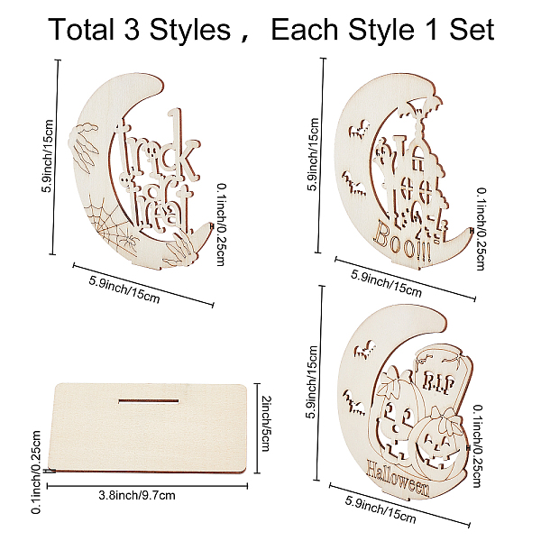 

PandaHall CREATCABIN 3 Sets 3 Style Density Board Halloween Display Decorations, Ornament Gift, Moon, BurlyWood, 15x15x0.25cm, Setting..., Orange
