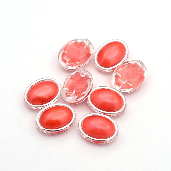 

PandaHall Sew on Taiwan Acrylic, Multi-strand Links, Garment Accessories, Oval, Tomato, 20.5x16x9mm, Hole: 1mm Acrylic Rhinestone Oval Red