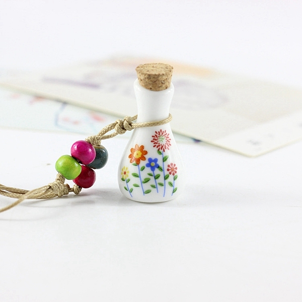 

PandaHall Porcelain Perfume Bottle Necklaces, Pendant Necklace, Colorful, 13.78~23.62 inch(35~60cm) Porcelain Bottle