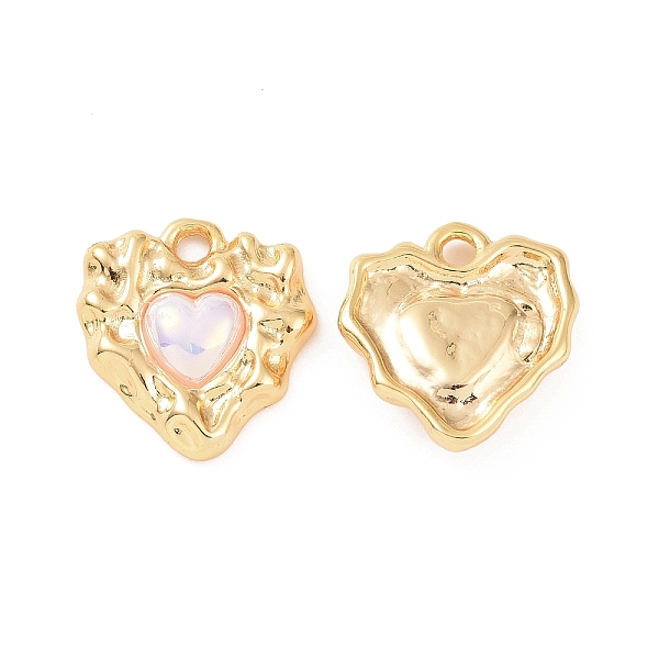 

PandaHall ABS Plastic Pendants, with Brass Findings, Heart Charm, Real 18K Gold Plated, 19x17.5x4mm, Hole: 2mm Brass+Plastic Heart White