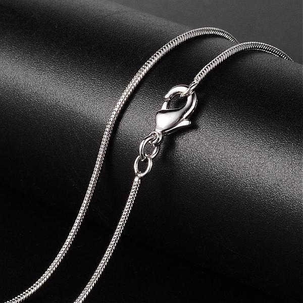 

PandaHall Brass Necklaces, Round Snake Chain, with Lobster Clasp, Platinum, 17.52 inch, 1.2mm Brass