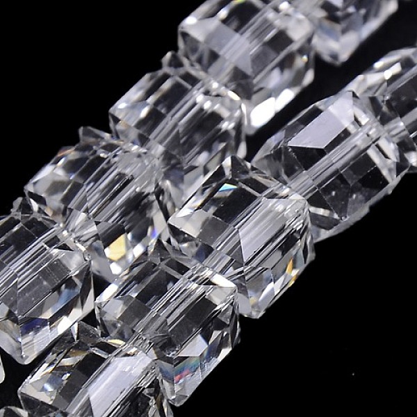 

PandaHall Faceted Cube Shaped Crystal Glass Beads Strands, Clear, 10x10x10mm, Hole: 1mm, about 79pcs/strand, 30.7 inch Glass Cube Clear