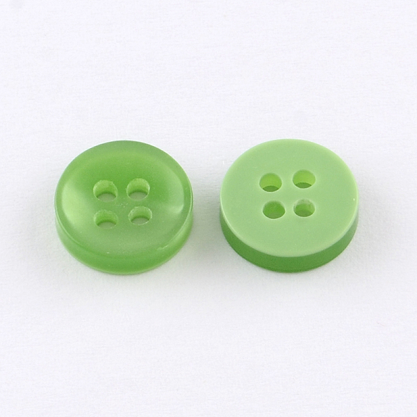 

PandaHall 4-Hole Plastic Buttons, Flat Round, Green, 11x3mm, Hole: 1.5mm Plastic Flat Round Green