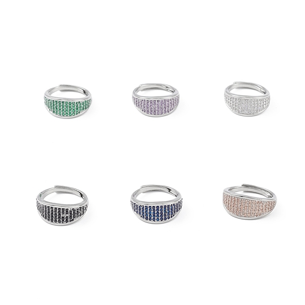 

PandaHall Cubic Zirconia Adjustable Ring, Platinum Brass Jewelry for Women, Lead Free & Cadmium Free, Mixed Color, US Size 6(16.5mm)..., Multicolor