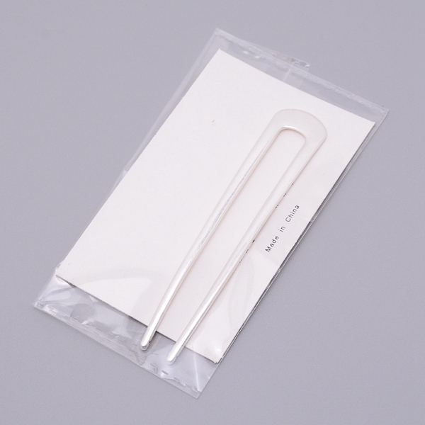 

PandaHall French Hair Forks, U Shape Updo Hair Pins Clips, for Thin Thick Hair, Matte Style, Silver, 98x20x2.5mm Alloy