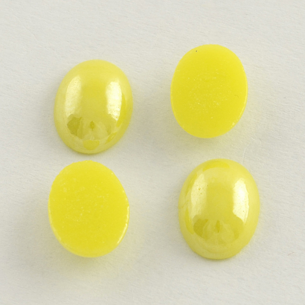 

PandaHall Pearlized Plated Opaque Glass Cabochons, Oval, Yellow, 13x10x5mm Glass Oval Yellow