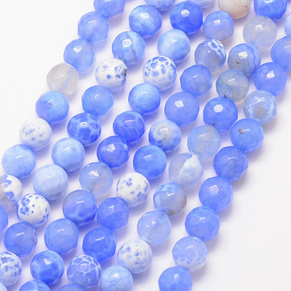 

PandaHall Natural Fire Crackle Agate Bead Strands, Round, Grade A, Faceted, Dyed & Heated, Cornflower Blue, 6mm, Hole: 1mm, about...