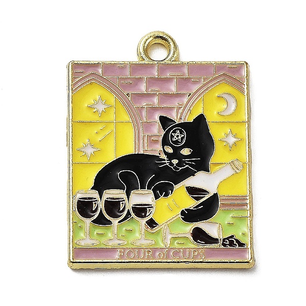 

PandaHall Word FOUR OF CUPS Alloy Enamel Pendants, Golden, Black Cat Tarot Charm, Thistle, 27x20x1.5mm, Hole: 2mm Alloy+Enamel Rectangle..., Purple