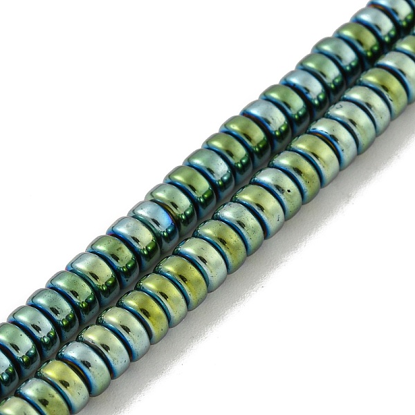 

PandaHall Electroplated Synthetic Non-magnetic Hematite Beads Strands, Disc, Heishi Beads, Green Plated, 4.5x2mm, Hole: 1mm, about...