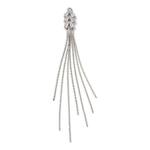 Brass Micro Pave Clear Cubic Zirconia Big Pendants
