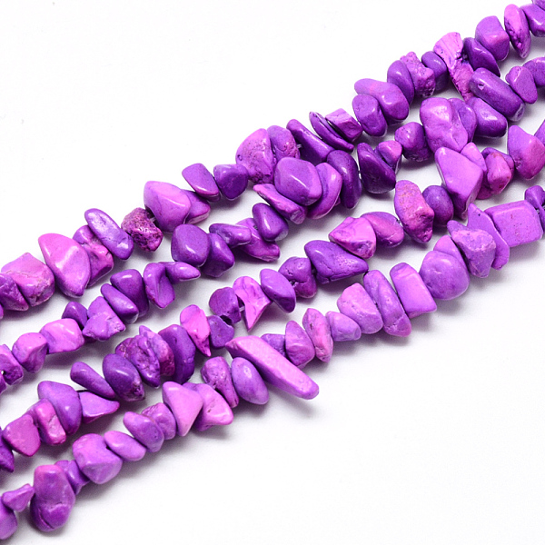 

PandaHall Synthetic Turquoise Beads Strands, Dyed, Chip, Medium Orchid, 5~13x5~13x1~7mm, Hole: 1mm, about 240~420pcs/strand, 34.6 inch..., Purple