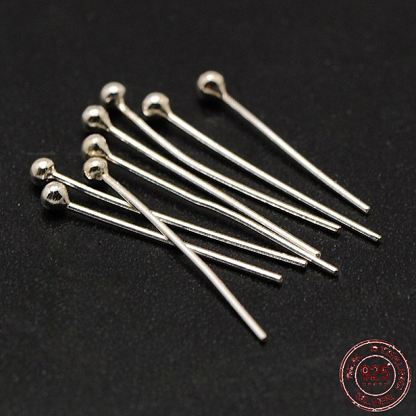 

PandaHall 925 Sterling Silver Ball Head Pins, Silver, 20x1.5m, Pin: 0.5mm Sterling Silver