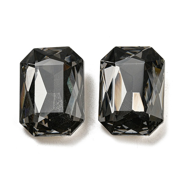 

PandaHall Glass Rhinestone Cabochons, Back Plated, Faceted, Rectangle, Black, 24.5~25x17.5~18x7.5~8mm Glass Rhinestone Rectangle Black