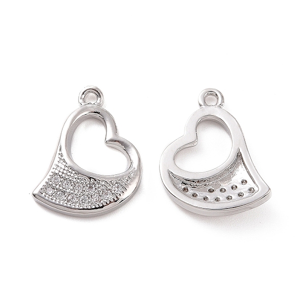 

PandaHall Brass Micro Pave Cubic Zirconia Charms, with Jump Rings, Hollow Asymmetrical Heart Charm, Platinum, 15x11x2.5mm, Hole: 3.2mm..., Clear