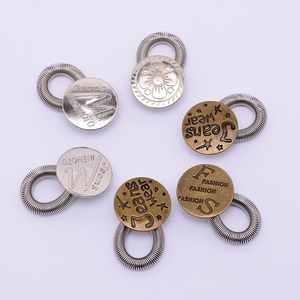 

PandaHall Alloy Button Pins for Jeans, with Spring, Garment Accessories, Flat Round with Word Jeans Wear, Antique Bronze & Platinum...