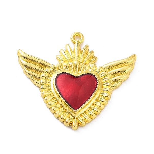 

PandaHall Alloy Enamel Pendants, Golden, Heart with Wing Charm, Golden, 36x40x4mm, Hole: 1.8mm Alloy+Enamel Heart Red