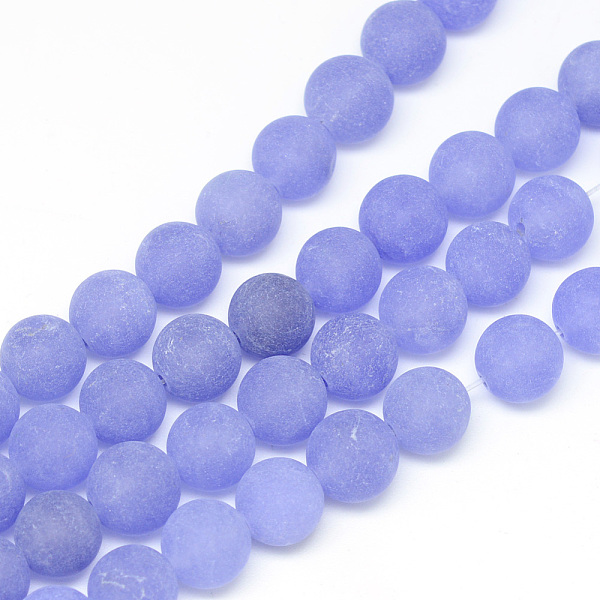 

PandaHall Natural White Jade Bead Strands, Dyed, Frosted, Round, Medium Slate Blue, 10~11mm, Hole: 1.5mm, about 38~39pcs/strand, 14.9 inch..., Purple