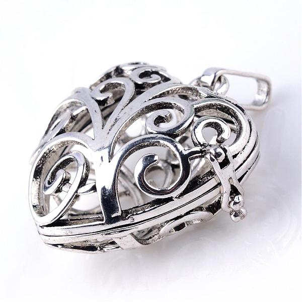 

PandaHall Rack Plating Brass Cage Pendants, For Chime Ball Pendant Necklaces Making, Hollow Heart, Platinum, 31x33x15.5mm, Hole: 3x7mm...