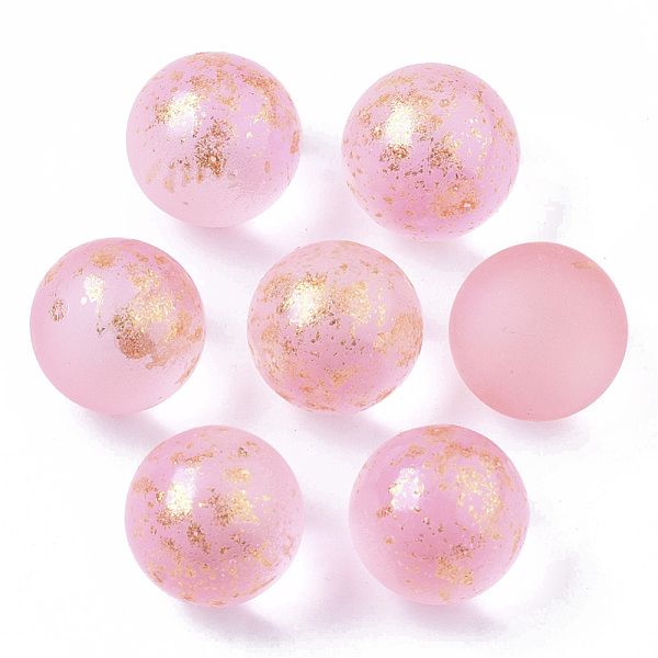 

PandaHall Transparent Spray Painted Frosted Glass Beads, with Golden Foil, No Hole/Undrilled, Round, Pearl Pink, 14mm Glass Round Pink