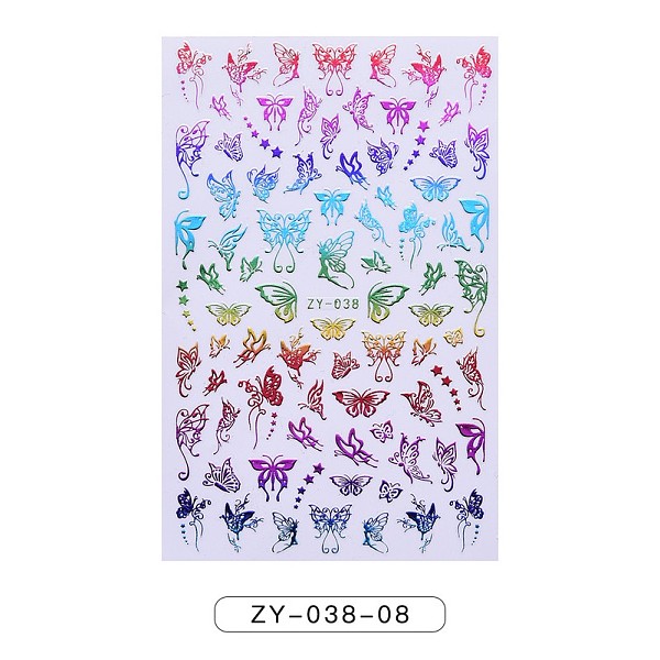 

PandaHall Nail Art Stickers, Self-adhesive, For Nail Tips Decorations, Butterfly Pattern, Mixed Color, 12x7.5cm Paper Butterfly Multicolor