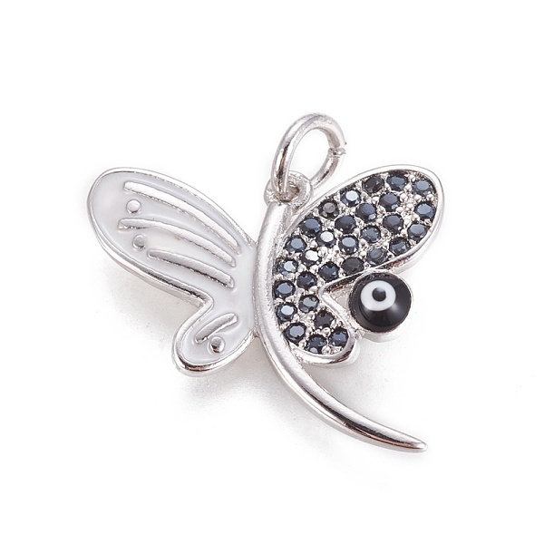 

PandaHall Brass Enamel Charms, with Micro Pave Cubic Zirconia, Butterfly with Evil Eye, Platinum, 15x18.5x2~3.5mm, Hole: 3mm Brass+Cubic...
