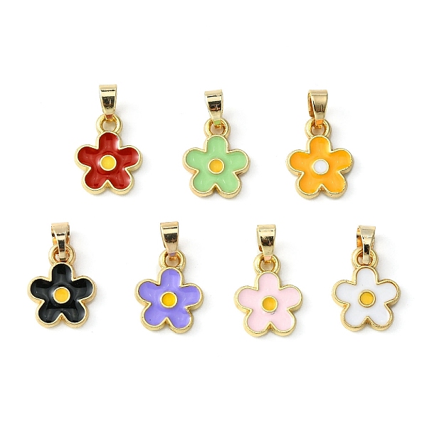 

PandaHall Alloy Enamel Charms, with Brass Snap on Bails, Flower Charms, Mixed Color, 13x10x2mm, Hole: 5x4mm Alloy+Enamel Flower Multicolor