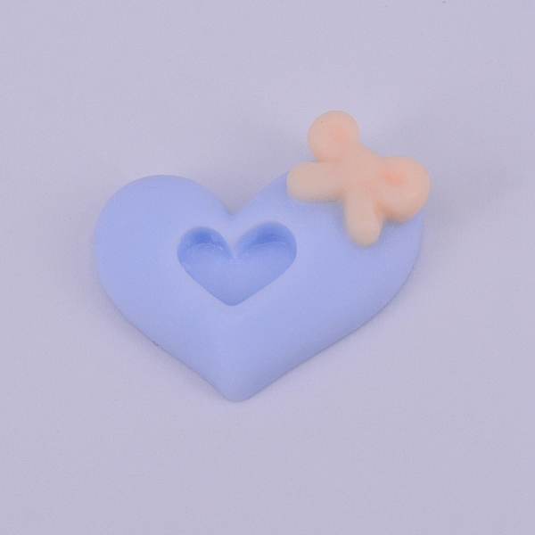 

PandaHall Opaque Resin Cabochon, Heart with Bowknot, Cornflower Blue, 17x21.5x6.5mm Resin Heart Blue