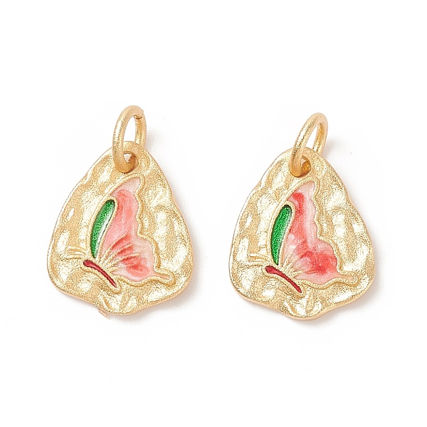 

PandaHall Rack Plating Brass Enamel Charms, with Jump Rings, Cadmium Free & Lead Free & Nickle Free, Triangle with Butterfly, Real 18K Gold..., Red