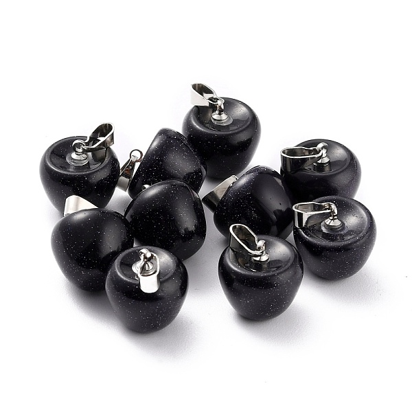 

PandaHall Synthetic Blue Goldstone Pendants, with Platinum Brass Loops, Apple, 14~15x14x14mm, Hole: 6x3mm Blue Goldstone Fruit