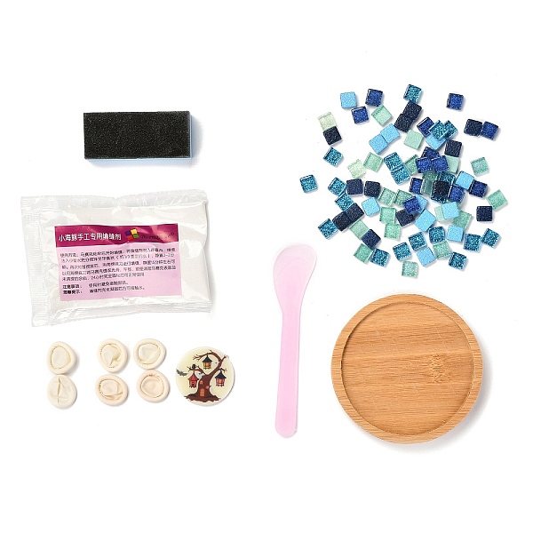 

PandaHall DIY Halloween Theme Mosaic Cup Mat Kits, with Joint Mixture, Finger Disposable Glove, Sponge, Plastic Spoon, Bamboo Cup Mat and...