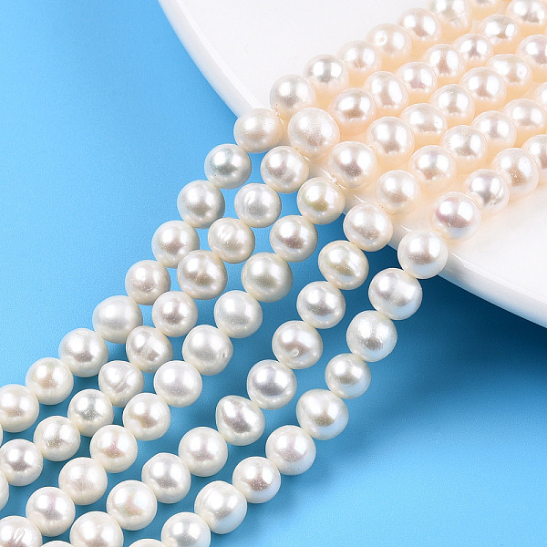 

PandaHall Natural Cultured Freshwater Pearl Beads Strands, Potato, Creamy White, 5~6.5mm, Hole: 0.8mm, about 70~74pcs/strand, 15.63...