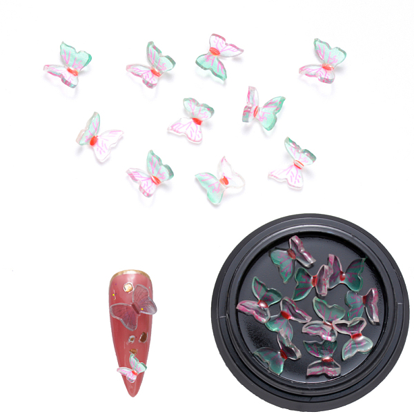 

PandaHall Resin Cabochons, Nail Art Decoration Accessories, 3D Butterfly, Colorful, 6~7x7~8x3mm, 10pcs/box Resin Butterfly