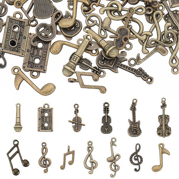 

PandaHall SUNNYCLUE 78Pcs 13 Styles Tibetan Style Alloy Pendants, Musical Note, Antique Bronze, 18.5~32x6.5~14.5x1.5~3.5mm, Hole: 1.5~2mm...