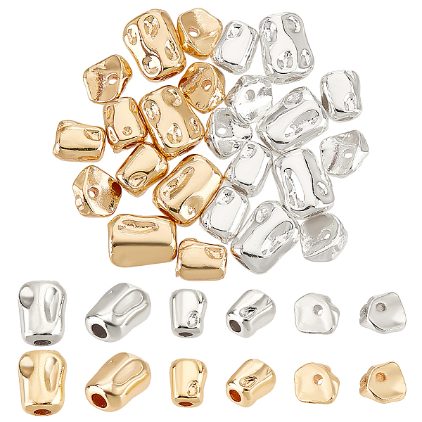 

PandaHall 24Pcs 6 Styles Rack Plating Brass Spacer Beads, Nuggets, Mixed Color, 5.5~7.5x4.5~6x2.5~3.5mm, Hole: 0.5~1.8mm, 4pcs/style Brass...