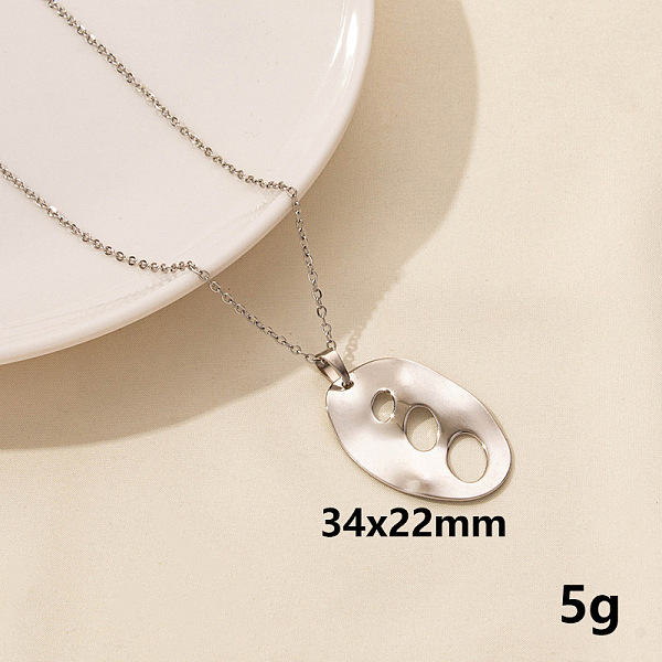 

PandaHall 304 Stainless Steel Oval Pendant Necklaces, Cable Chain Necklaces Stainless Steel Oval