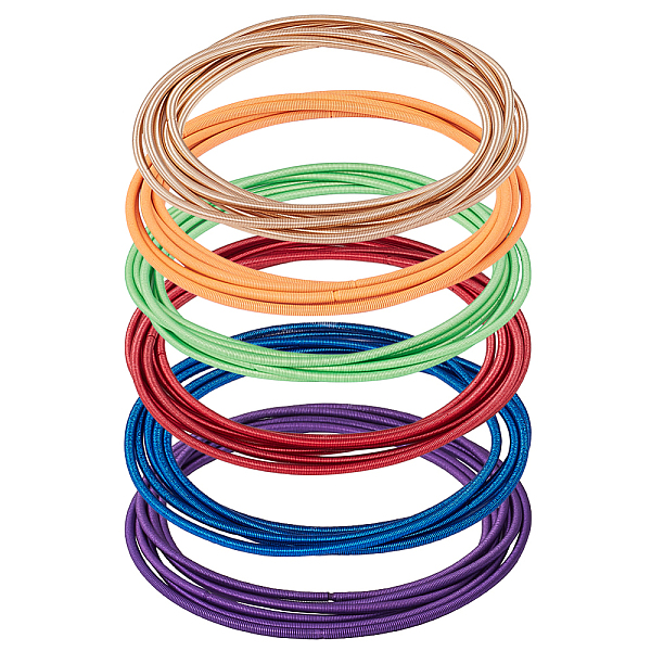 

PandaHall BENECREAT 36pcs 6 styles Steel Wire Round Snake Chain Stretch Bracelets Set, Guitar String Coil Stackable Bracelets for Women..., Multicolor