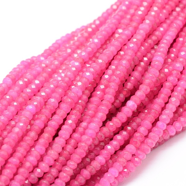 

PandaHall Dyed Natural Malaysia Jade Rondelle Beads Strands, Faceted, Deep Pink, 4x2~3mm, Hole: 1mm, about 115pcs/strand, 14 inch Malaysia...