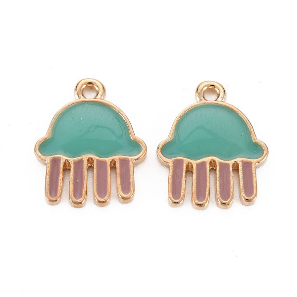 

PandaHall Rack Plating Alloy Pendants, Cadmium Free & Lead Free, Jellyfish, Light Sea Green, 17x14x2mm, Hole: 1.6mm Alloy+Enamel Other...