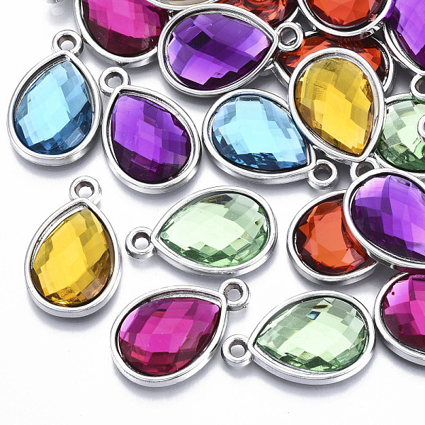 

PandaHall UV Plating Acrylic Pendants, with Acrylic Rhinestone, Faceted, Teardrop, Platinum, Mixed Color, 25x16x4.5mm, Hole: 2mm Acrylic..., Multicolor